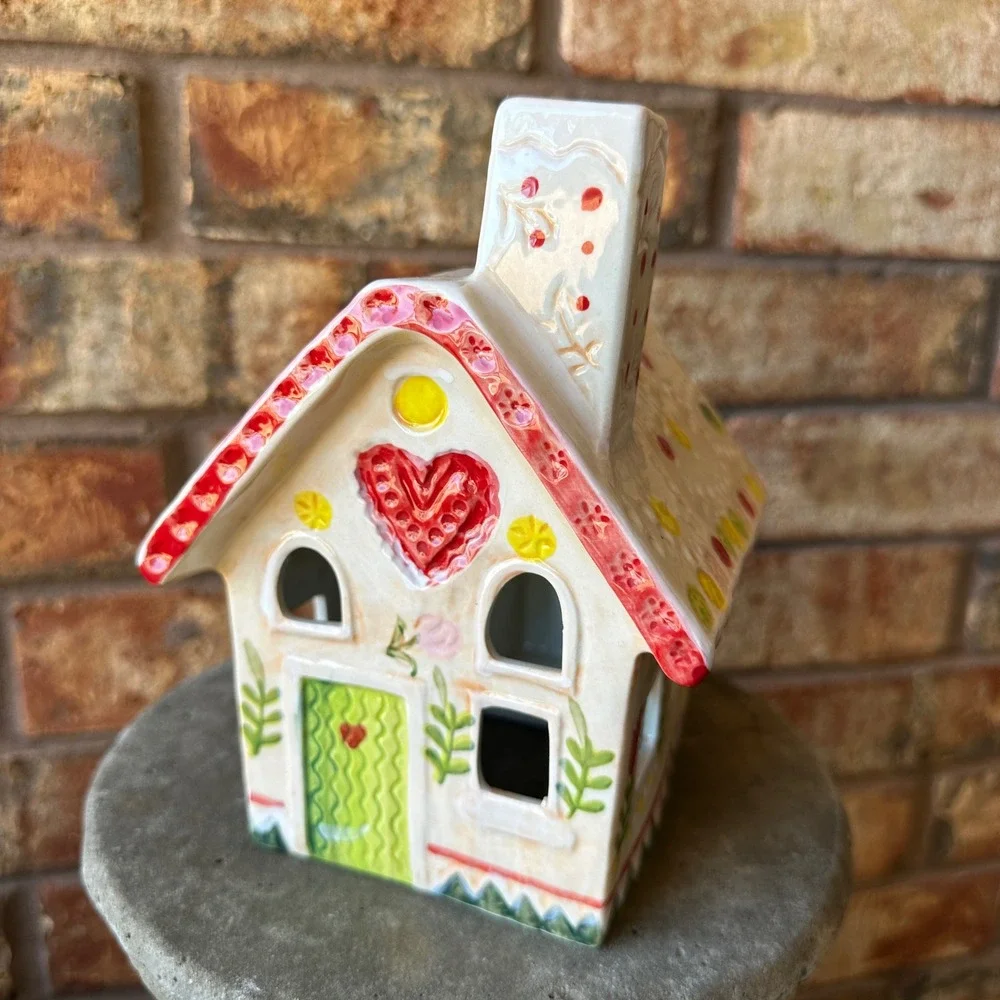 Nathalie Lete x Angele for Anthropologie Ceramic Gingerbread House Candle Holder